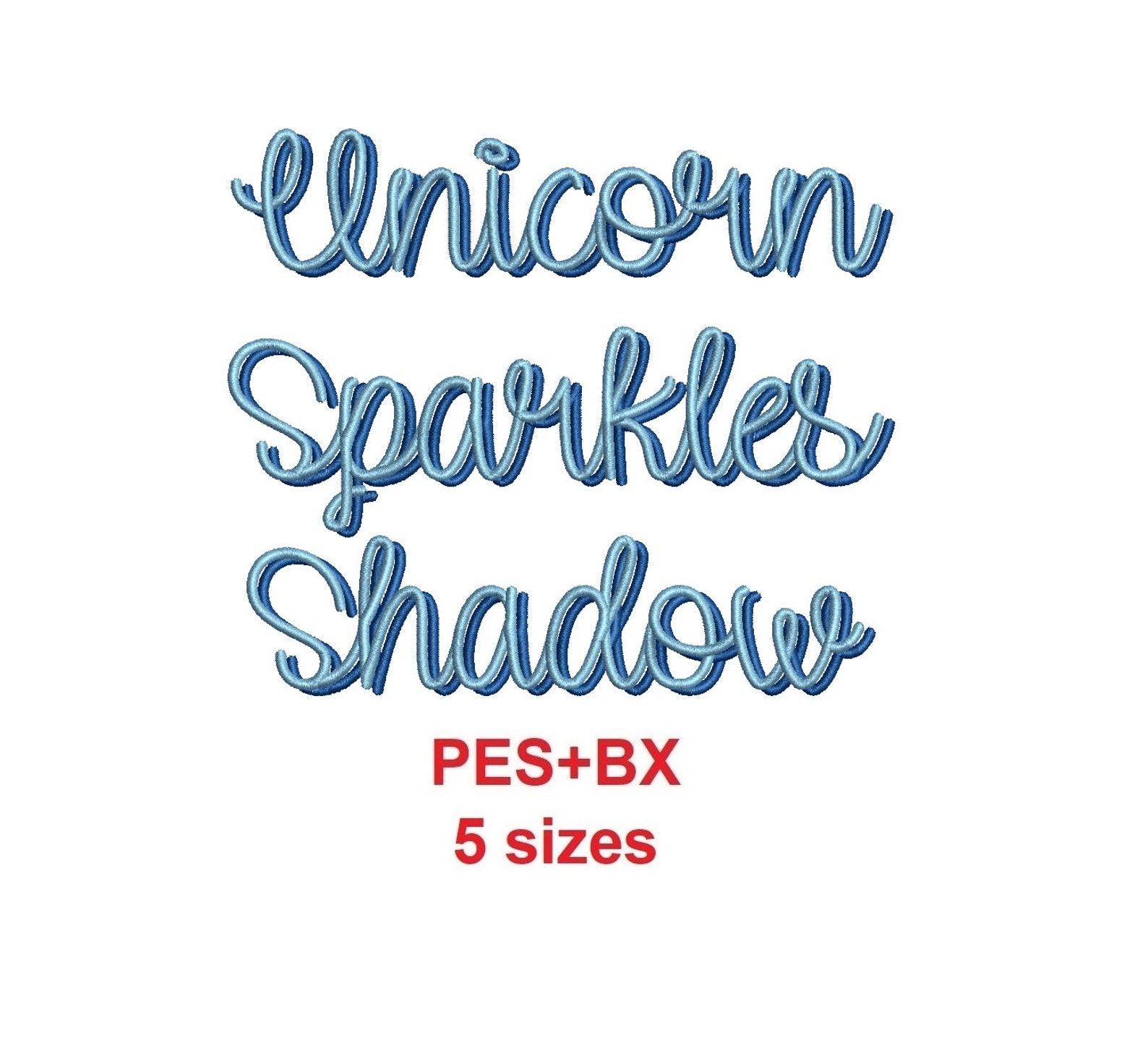Unicorn Sparkles Shadow Embroidery Font Formats Bx Pes Etsy