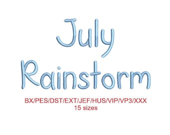 July Rainstorm embroidery font with commercial license (MHA)