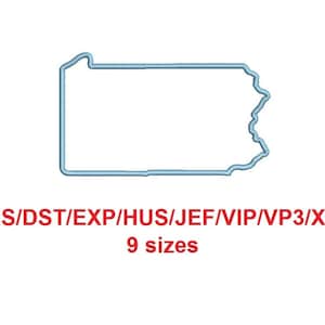 Pennsylvania embroidery applique pes/dst/exp/jef/hus/vip/vp3/xxx 9 Sizes
