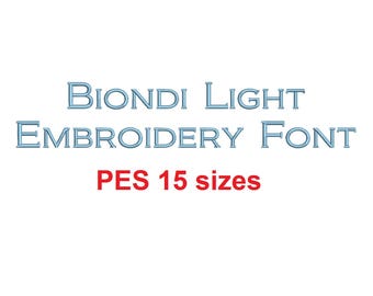 Biondi™ block embroidery font PES 15 Sizes 0.25 (1/4), 0.5 (1/2), 1, 1.5, 2, 2.5, 3, 3.5, 4, 4.5, 5, 5.5, 6, 6.5, and 7 inches (RLA)