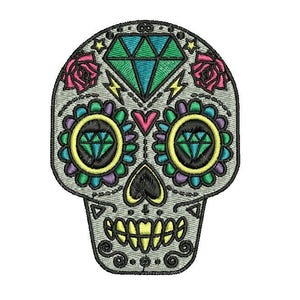 Sugar Skull dia de los muertos day of the dead digital embroidery PES machine file 3 sizes