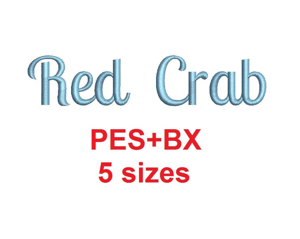 Red Crab Script Embroidery Font, BX + PES Formats embroidery font sample