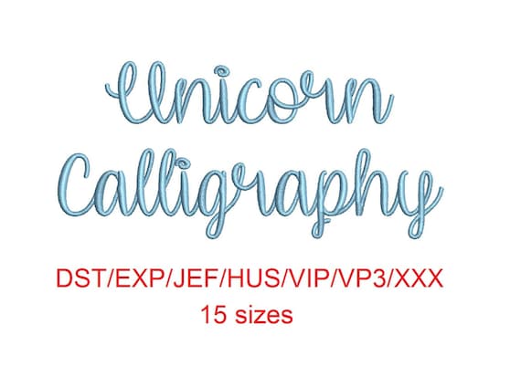 unicorn calligraphy embroidery font etsy