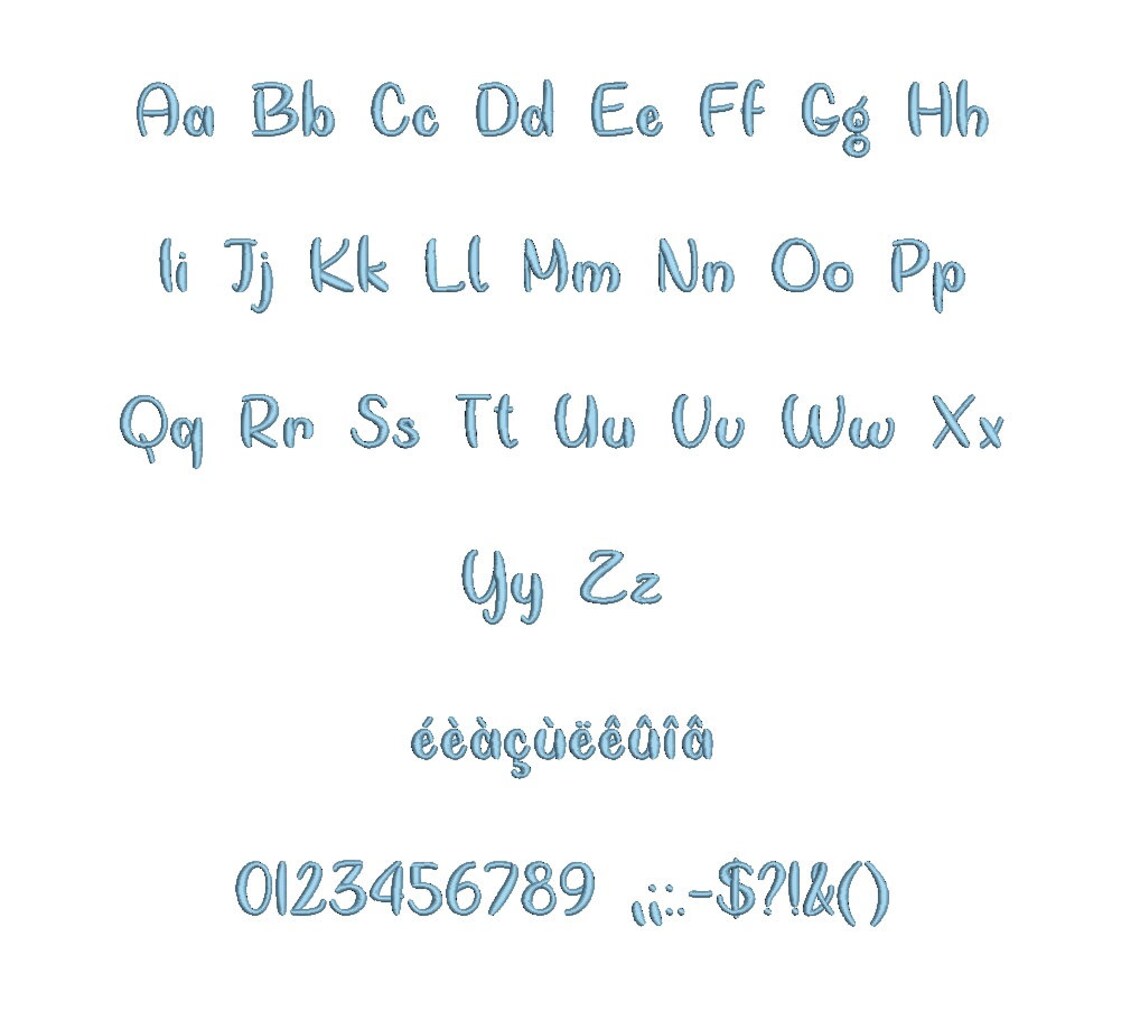 Forward Script Font Going Forward Script Embroidery Font Formats PES+BX 16 Sizes French and ...
