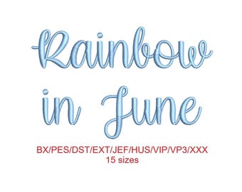 Rainbow In June embroidery font with commercial license (MHA)