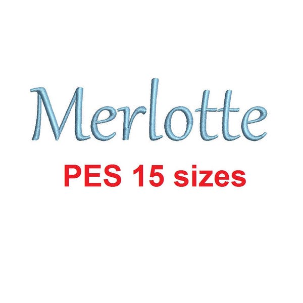 Merlotte embroidery font PES format 15 Sizes 0.25 (1/4), 0.5 (1/2), 1, 1.5, 2, 2.5, 3, 3.5, 4, 4.5, 5, 5.5, 6, 6.5, and 7 inches