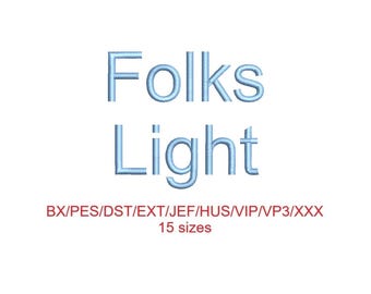 Folks Light embroidery font with commercial license