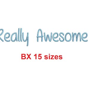 May include: Blue embroidered text that reads "Really Awesome" with the text "BX 15 sizes" in red below.