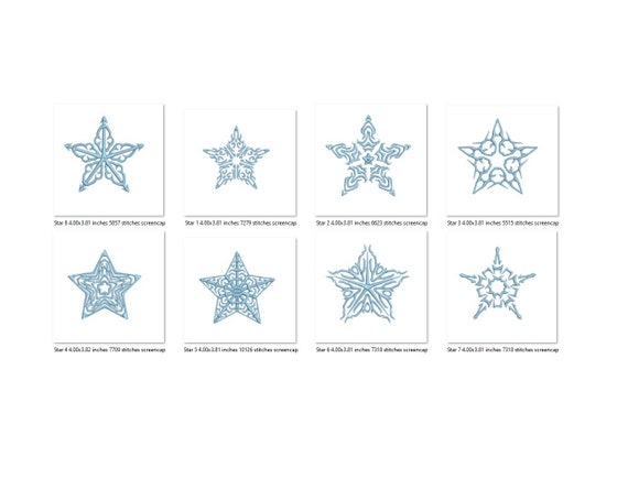 8 Christmas Stars Embroidery Designs PES File Format 4 | Etsy