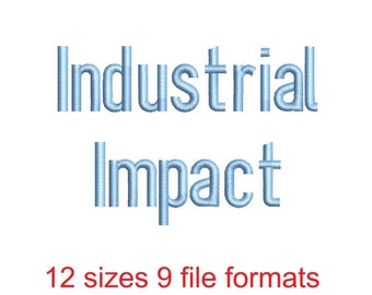 Font per ricamo Industrial Impact - 12 dimensioni e 9 formati di file