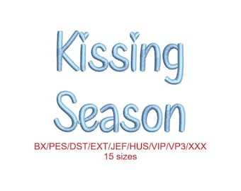 Kissing Season embroidery font with commercial license (MHA)