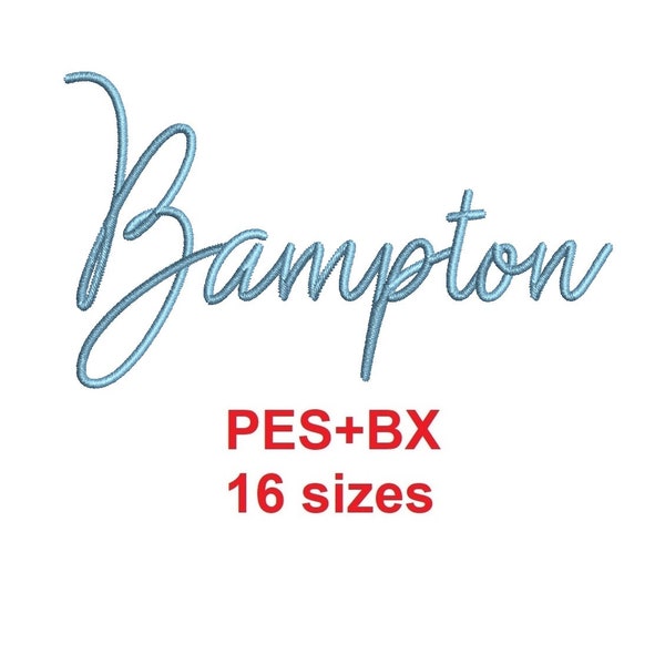 Formats de polices de broderie Bampton PES+BX 16 tailles Alphabet français et anglais avec licence commerciale (CFA)