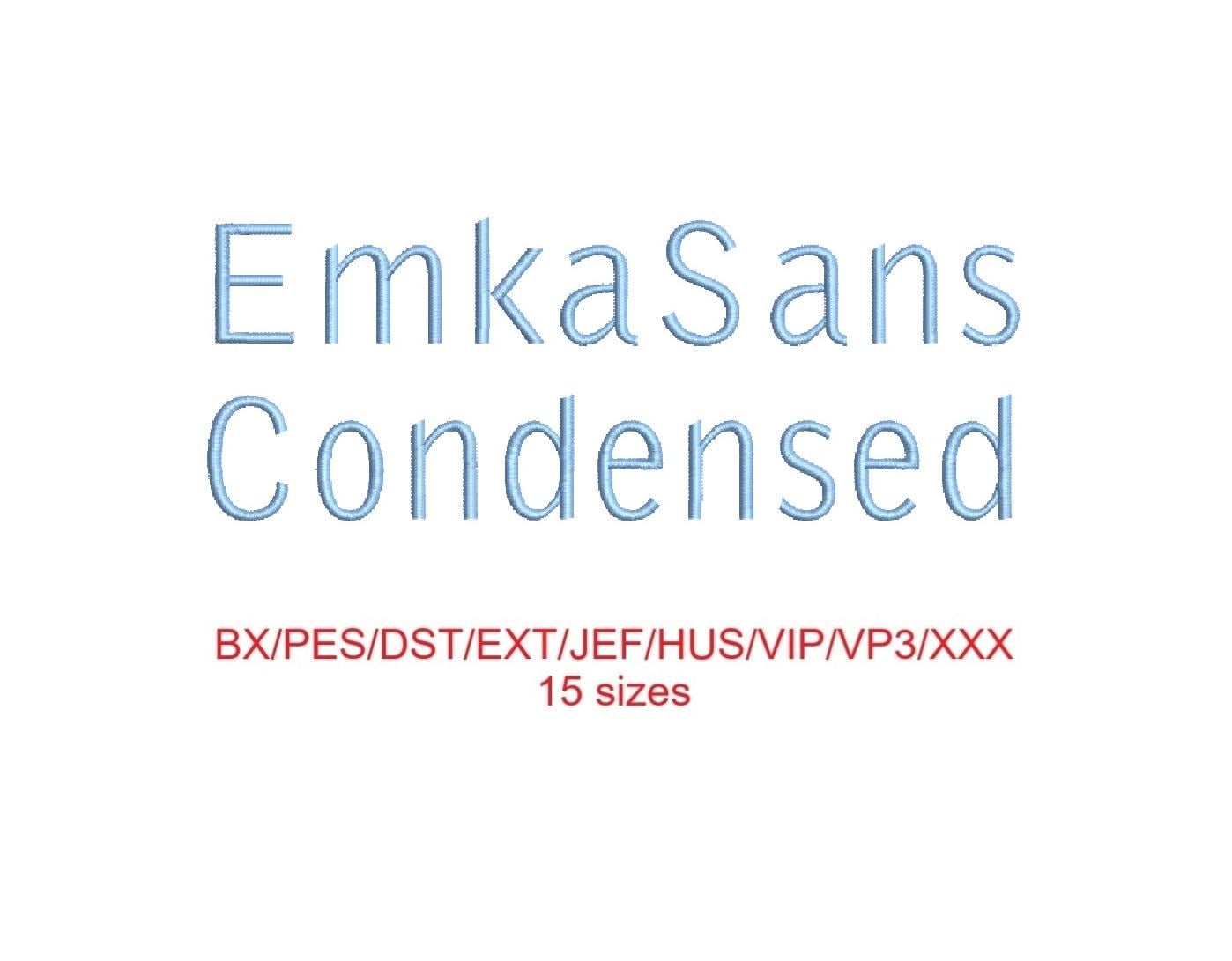 Emka Sans Condensed embroidery font with commercial license embroidery font preview