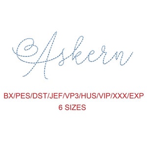 Askern bean stitch machine embroidery font 6 sizes (CFA)