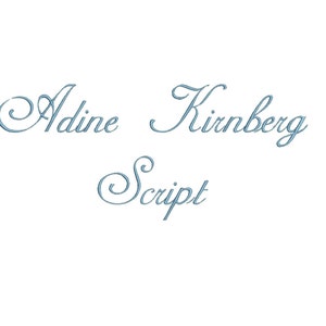 May include: A blue cursive font design with the text "Adine Kirnberg Script".