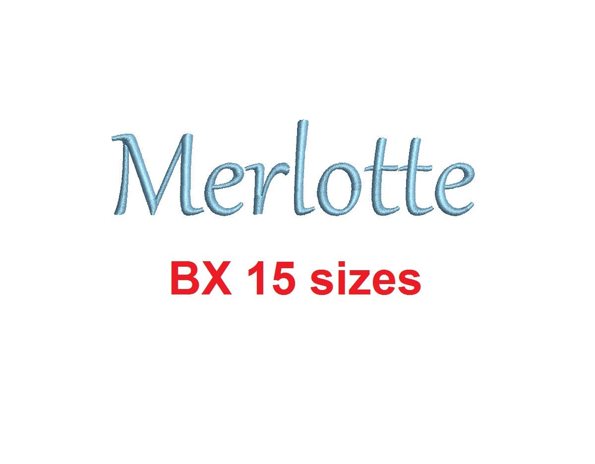 Merlotte embroidery BX font Sizes 0.25 (1/4), 0.50 (1/2),… embroidery font preview