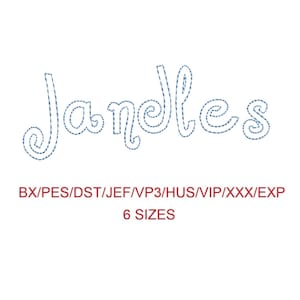 Jandles™ bean stitch outline machine embroidery font 6 sizes