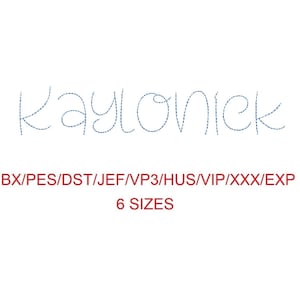 Kaylonick bean stitch machine embroidery font 6 sizes (SNAS)