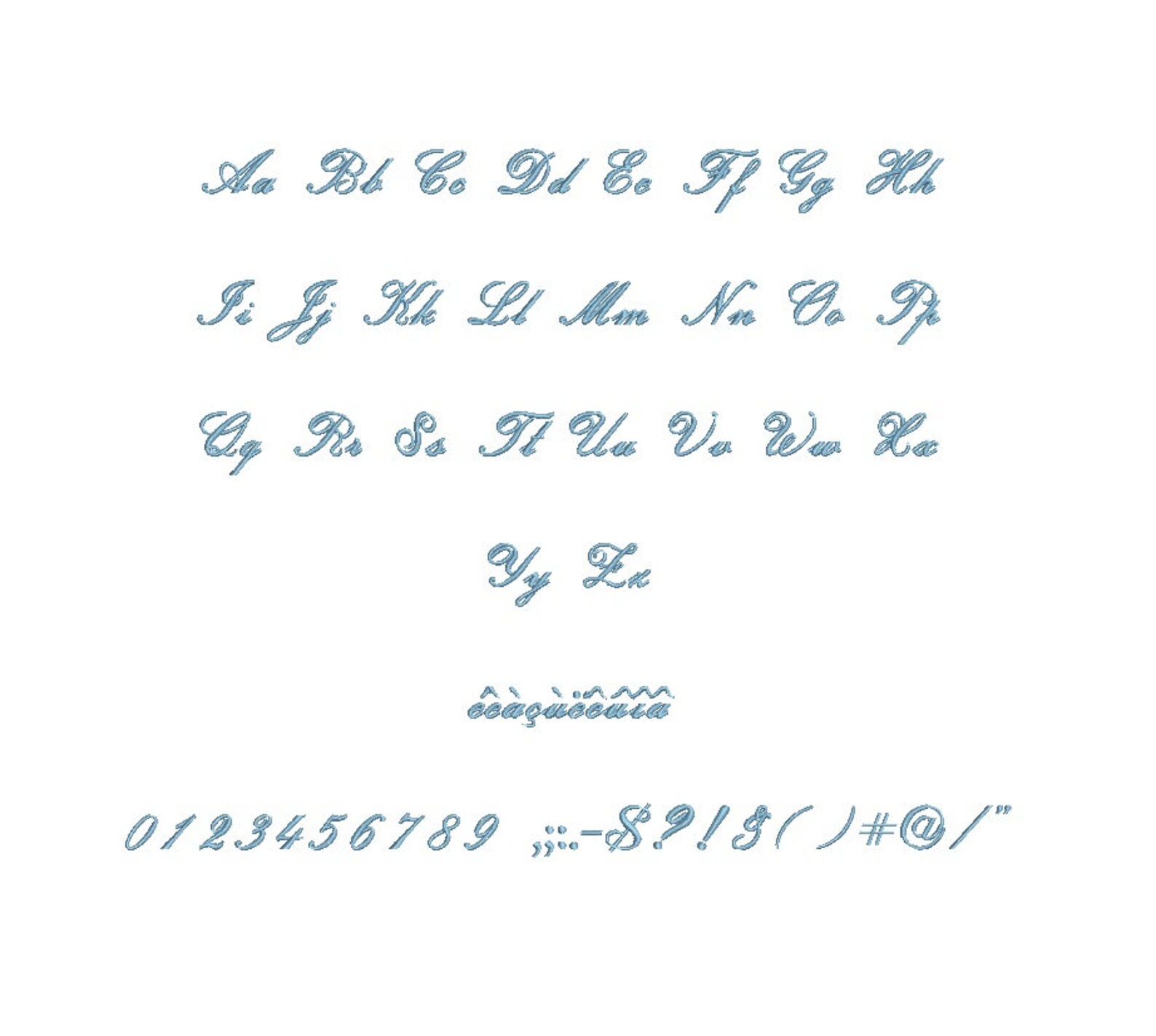 Poetic Script Embroidery Font PESBX 10 Sizes From 0.25 - Etsy