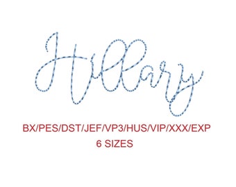 Hillary Bean Stitch machine embroidery font 6 sizes