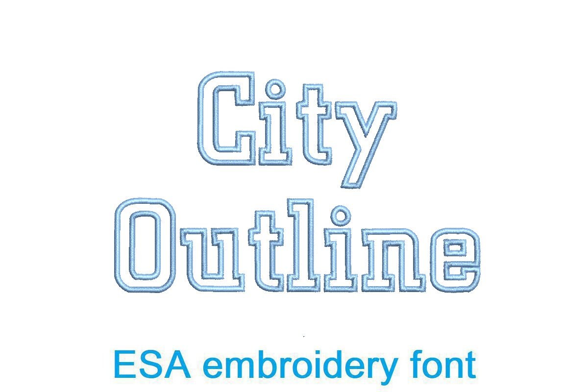 City Outline Satin ESA embroidery font