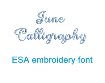 June Calligraphy ESA embroidery font with commercial license   (MHA)