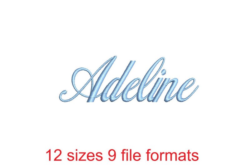 Adeline Embroidery Font - 12 Sizes - 0.25
