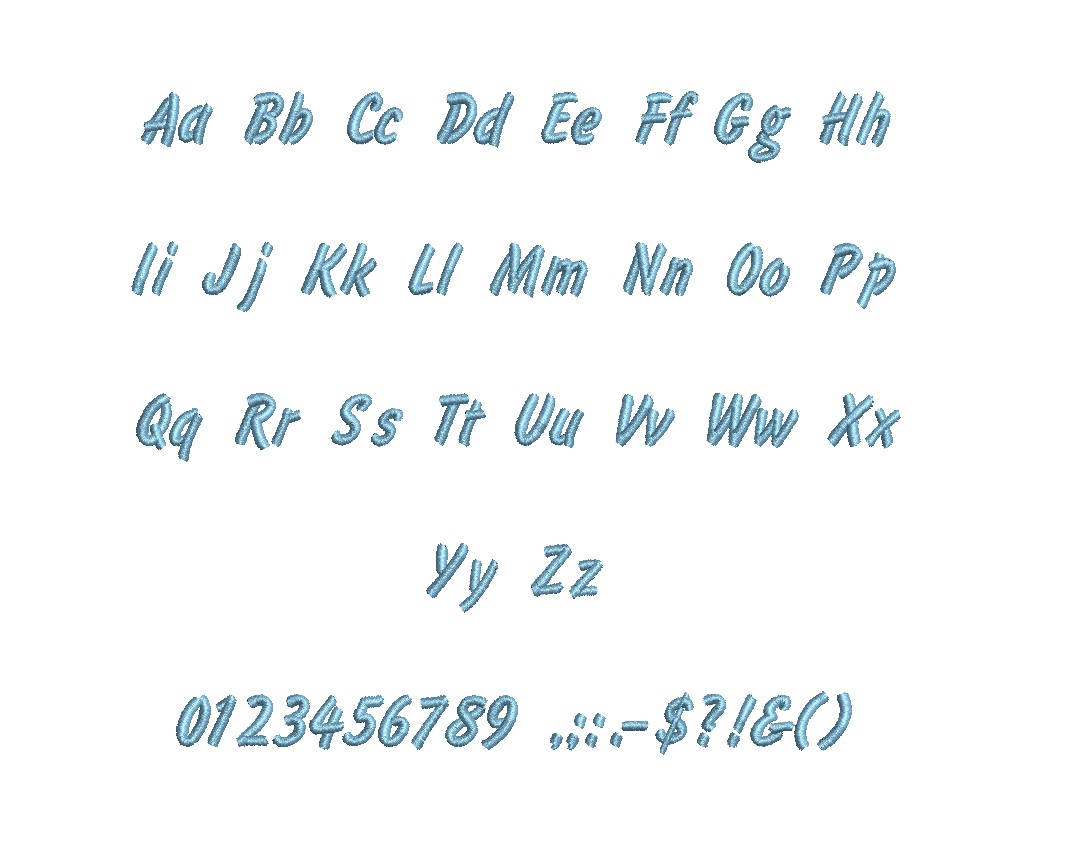 Flash Script Embroidery Font PES Format 15 Sizes 0.25 (1/4), 0.5 (1/2 ...