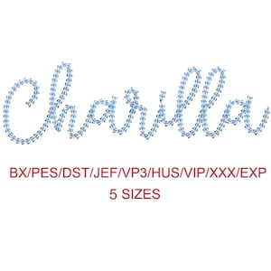 Charilla thin chain stitch machine embroidery font 5 sizes (SNAS)