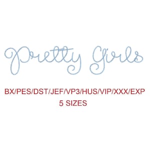 Pretty Girls thin chain stitch machine embroidery font 5 sizes (MHA)