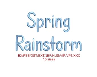 Spring Rainstrom embroidery font with commercial license (MHA)
