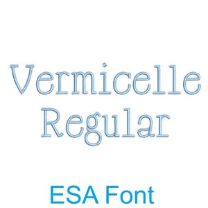 May include: A blue and white font style called "Vermicelle Regular" with the text "ESA Font" below it.