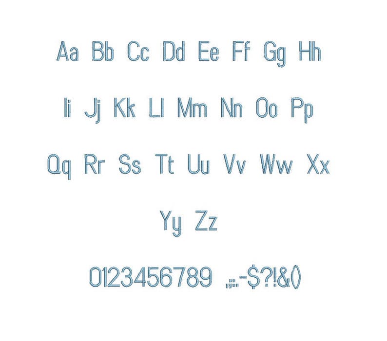 Narrow Block embroidery font PES format 15 Sizes 0.25 1/4, 0.5 1/2, 1, 1.5, 2, 2.5, 3, 3.5, 4, 4.5, 5, 5.5, 6, 6.5, and 7 inches image 2