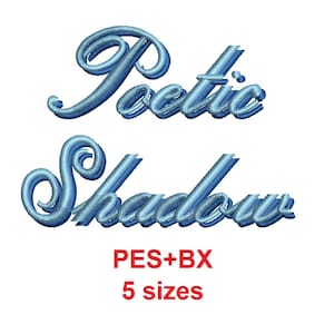 Poetic Shadow 2 colors embroidery font formats PES+BX 5 sizes