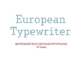 European Typewriter embroidery font with commercial license