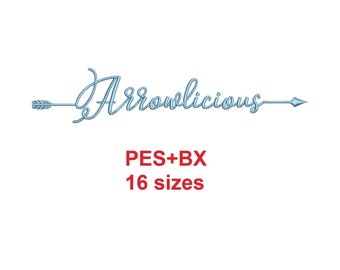 Arrowlicious embroidery font formats PES+BX 16 sizes French and English alphabet with commercial license (CFA)
