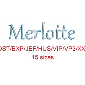 Merlotte embroidery font dst/exp/jef/hus/vip/vp3/xxx 15 sizes small to large image 1