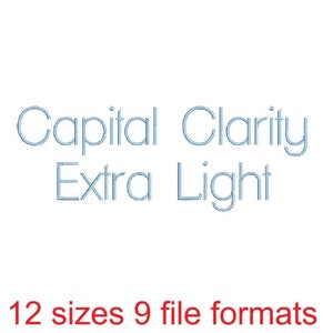 Capital Clarity XL Embroidery Font - 12 Sizes and 9 File Formats