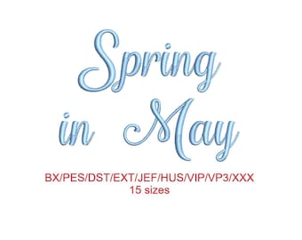 Spring in May embroidery font with commercial license (MHA)