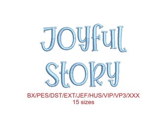 Joyful Story embroidery font 15 sizes 9 file formats (SNAS)