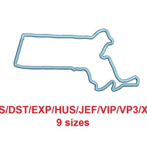 Massachusetts embroidery applique pes/dst/exp/jef/hus/vip/vp3/xxx 9 Sizes