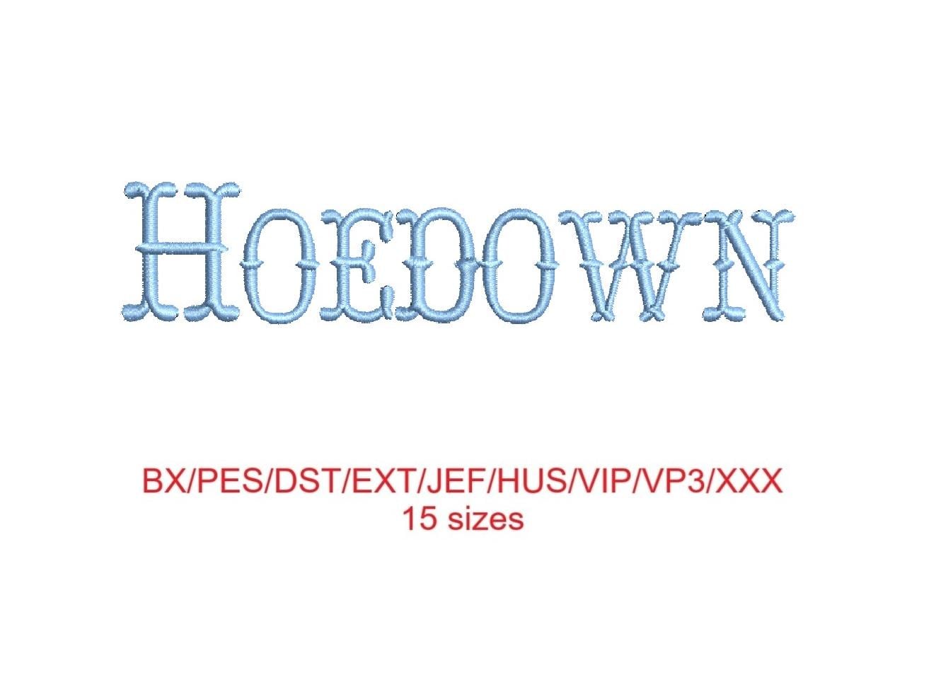 Hoedown Western embroidery font 15 sizes 9 file formats embroidery font sample