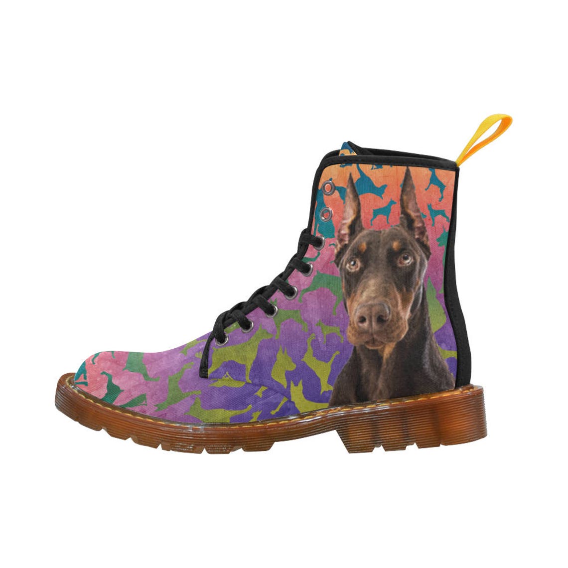 Doberman dog Martens Canvas Women's Boots Etsy