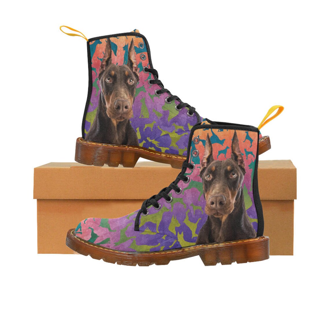 Doberman dog Martens Canvas Women's Boots Etsy