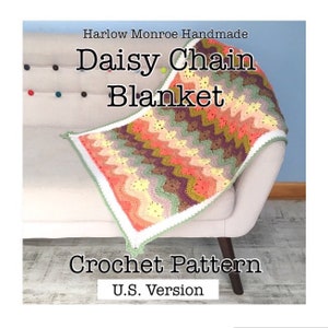 Daisy Chain Blanket Crochet PATTERN - Digital Download PDF file in US Terms