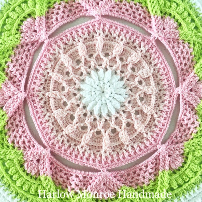 Wall Hanging Large pink lime colour yarn decorative fibre art crochet mandala boho dream catcher