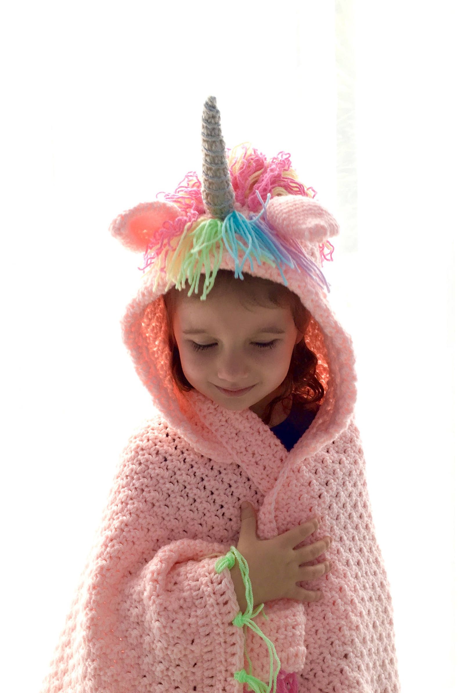 Hooded Unicorn Blanket PATTERN Rainbow Hair PDF Crochet Etsy