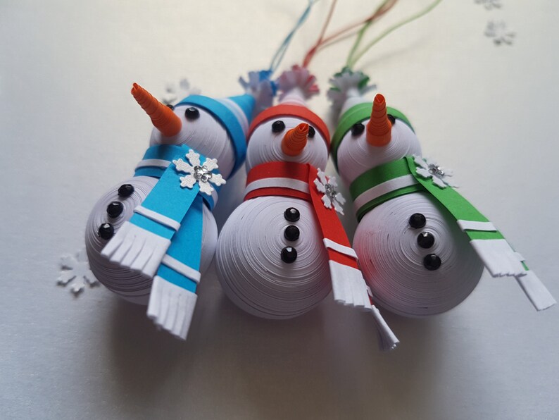 Paper Quilled Snowman with a solid color scarf Christmas Etsy