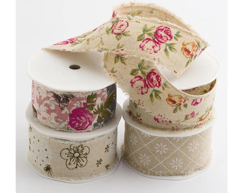 Wired Edge Natural Hessian Burlop Style Ribbon 25mm 38mm 50mm x 10m Full Reel