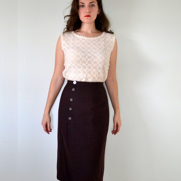 Semisweet Skirt | vintage 50's side button wool pencil skirt